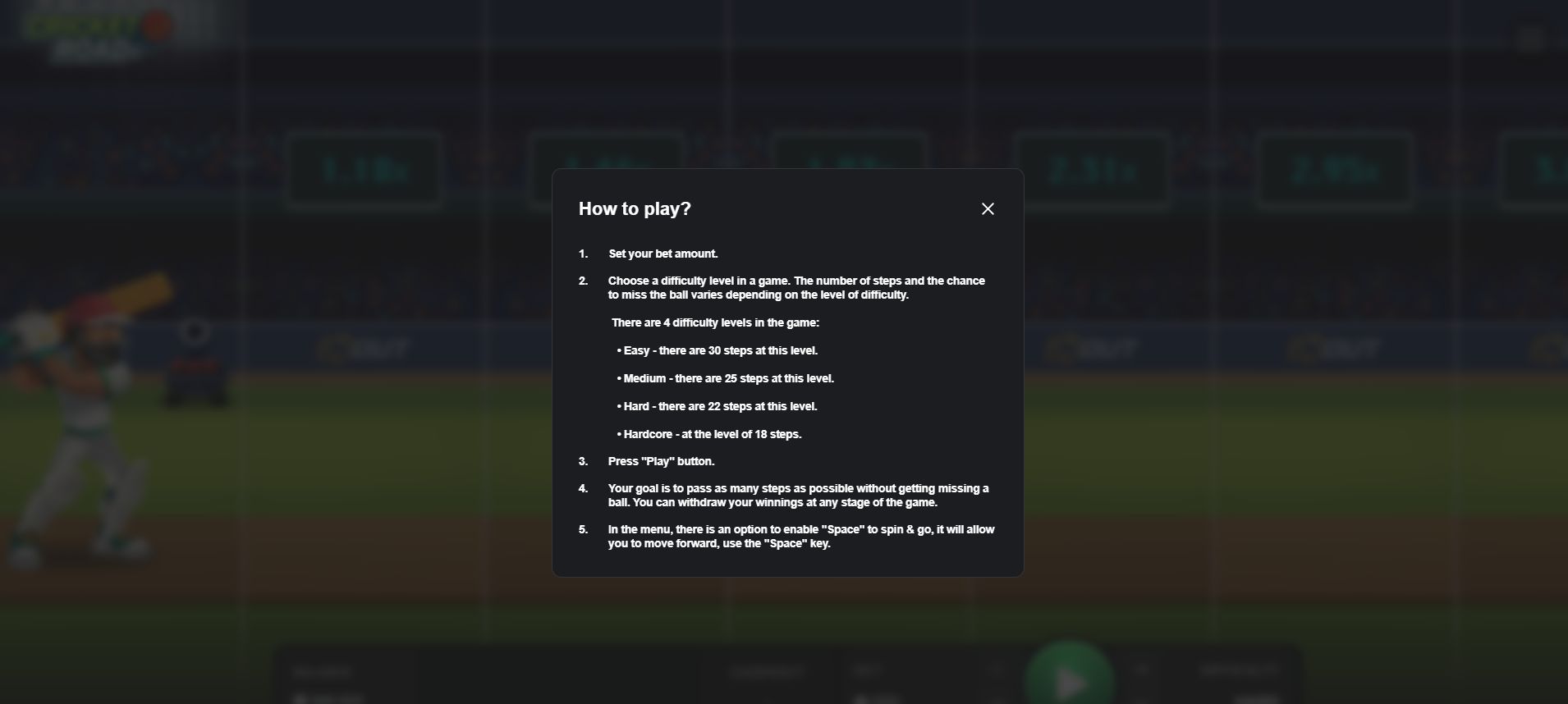 Cricket Road Crash Game from InOut